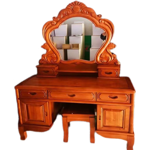 Yuewen Guangdong Foshan Indonesian rosewood all solid wood dressing table with stool Ming and Qing classical carving master bedroom dressing table other models solid wood dressing table + stool*1