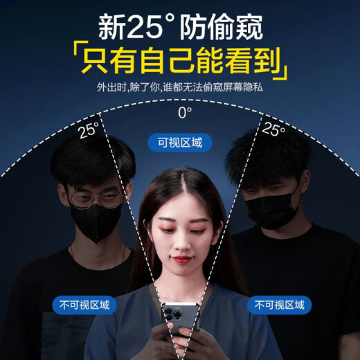 闪魔 适用苹果12钢化膜iPhone12promax手机膜12pro高清抗指纹防爆防摔无边保护贴膜 【25°防窥膜】1片装+神器 苹果12ProMax