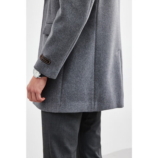 Sept Wolf Woolen Mabinet Men's Mid-Long Veste en laine masculine Haine Fashion d'hiver décontracté Vêtements de vent de vent Vêtements pour hommes 004 (gris de fleur) 2xl 54a