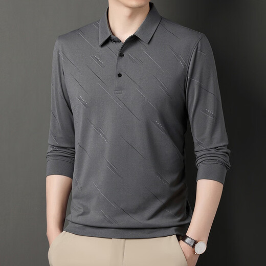 Scarecrow T-shirt à manches longues en coton à manches longues en coton à manches longues pour hommes à manches longues pour le haut de l'âge moyen et âgé de printemps 826 Bleu marine 170/110 / L (120-140jin [Jin est égal à 0,5 kg]))