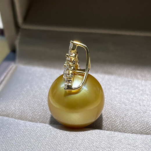 Jinxu natural foreign gold bead pendant Ice and Snow Queen 18K gold diamond thick gold round bright seawater pearl necklace gold 12-13mm