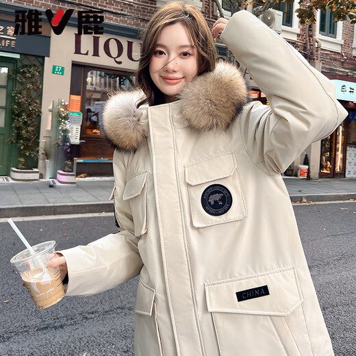 Yalu Short Down Jacket Women's 2025 New Fashion Parker Thickened Warm Large Fur Collar Hooded Autumn and Winter Jacket