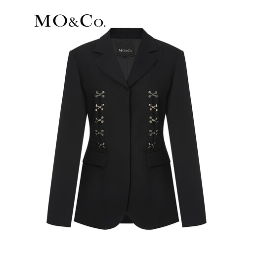 MO&Co. Suit Power Jacket Retro Waist Casual Suit Professional Suit Suit Women Black XS 155