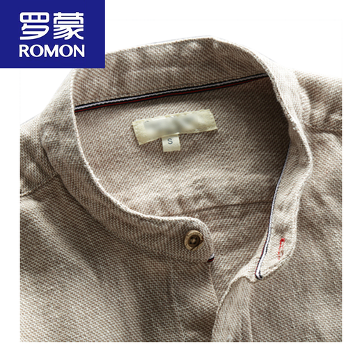 罗蒙（ROMON）亚麻短袖T恤男立领棉麻料长.袖中国风T恤大码日系休闲薄款潮 【七 分袖：灰色】 M