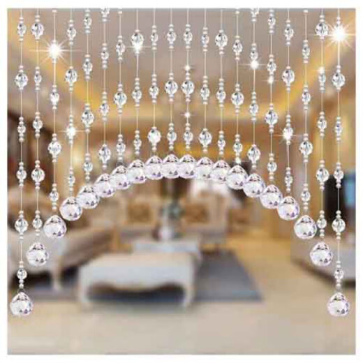 Paisiron crystal curtain door curtain bead curtain bathroom decorative curtain home hanging curtain partition curtain entrance screen living room punch-free transparent color 30 arches