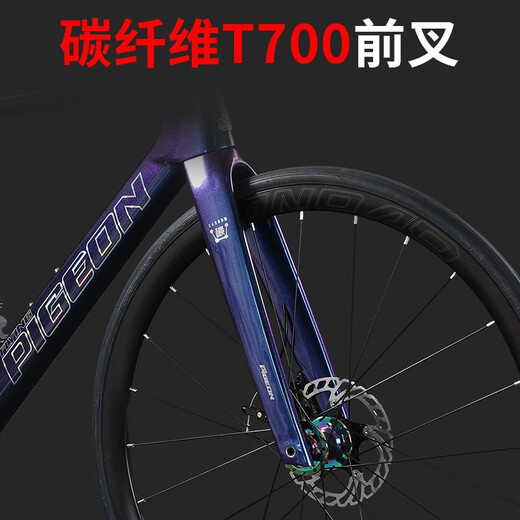 飞鸽（FLYING PIGEON）飞鸽碳纤维全内走线公路自行车油刹成人男女通勤学生车赛跑车 22速 铝车圈-禧玛诺R7020- 骑士黑 460架高（建议身高165-180cm）