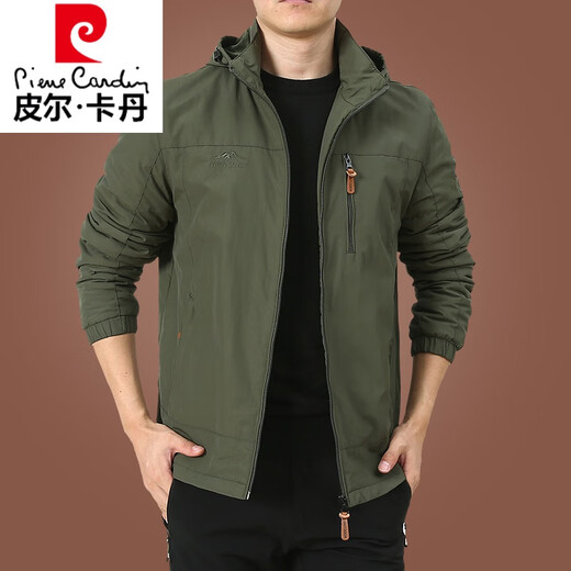 Pierre Cardin Gebühr. Mantel Herren Frühling und Herbst Herren Outdoor American American Windbreaker Herbst Sports Jacke Dunkelblau 9898 Style Plus Velvet XL