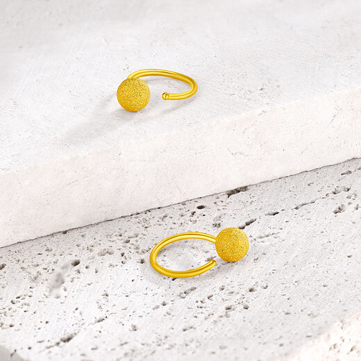 Tico Passepartout pure gold frosted plain hoop gold earrings for women 5D hard gold earrings round bead earrings birthday gift