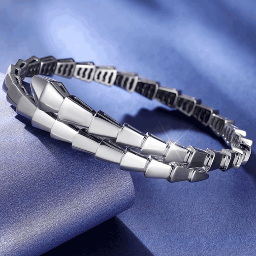 Kaibaolou pt950 platinum bracelet for men and women, platinum bracelet for couples, snake bone oval snake-shaped opening snap button closed custom-made 36g plain style #52