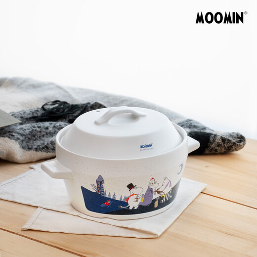 Moomin soup pot, retro medical stone particle ceramic stew casserole, large capacity, resistant to sudden cooling and sudden heating, for cooking soup and stew, dark sky blue 4.3L, resistant to sudden cooling and sudden heating, made in China