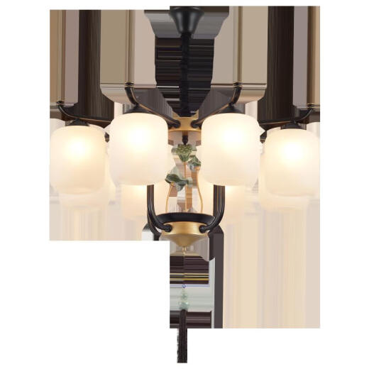New Chinese style chandelier living room lamp modern Chinese style simple bedroom lamp restaurant Chinese style retro iron hall lamp 8 heads monochrome white light