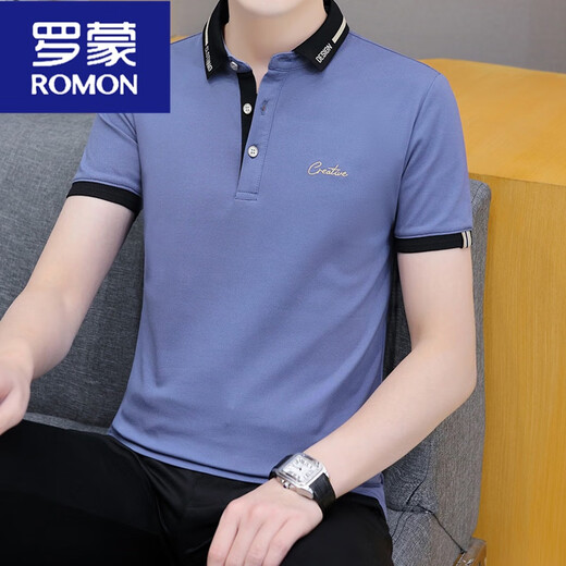 Romon kurzärmelige T-Shirt-Herren-Trend 2025 Neues weißes Top Sommer Herren reines Baumwoll-Revers-Polo. Hemd halbärmelig 683 Black XL (geeignet: 135-145Jin [Jin ist gleich 0,5 kg])