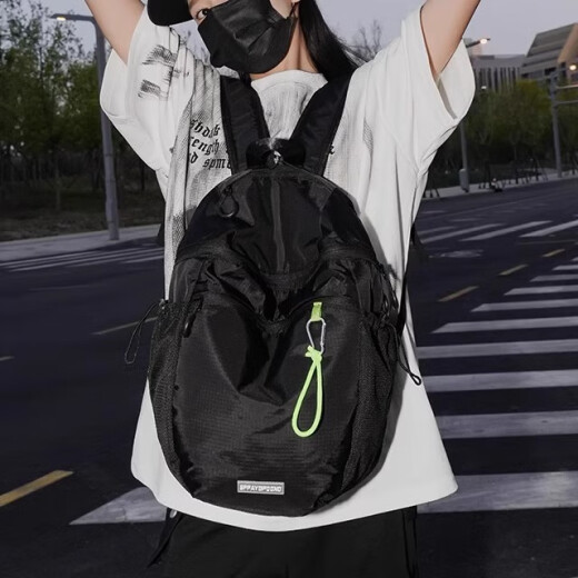 
French, German, and Korean version of ultra-light outdoor sports backpack couple trendy brand versatile niche style travel high-value college student schoolbag jinxi1048 black