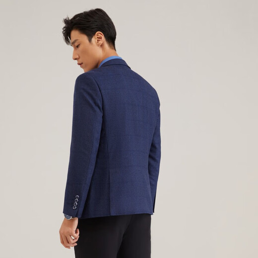 雅戈尔（YOUNGOR）单西男一粒单排扣修身版休闲西服男西服外套羊毛混纺舒适易打理 VXXX215103FLY藏青 L 175/96A