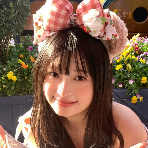 Morning Star Cute Bow Strawberry Plush Disney Headband Women's 2025 New Outing Versatile High Headband Hairpin Strawberry Shirley Rose Hairband