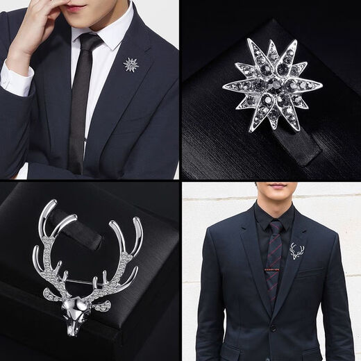 Lemon fiber Korean style temperament men's lapel pin suit brooch coat corsage suit jacket brooch women's accessories Japanese trend British ancient silver Wolf Road brooch