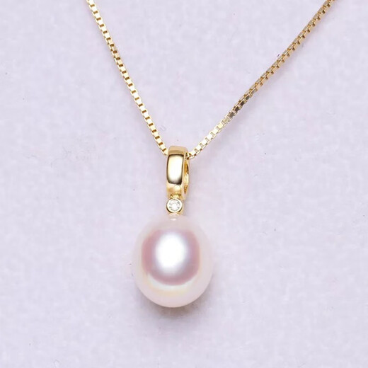 Hande single freshwater pearl pendant live buckle necklace for women classic simple fashion exquisite Korean style clavicle necklace 9mm 9mm white water drop beads white model (including necklace)