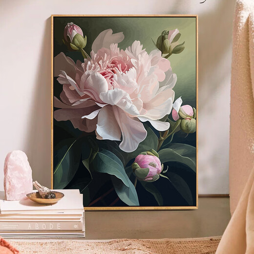 CLCEY牡丹风景花卉数字油画画diy填充填色手工打发时间油彩手绘中国风 SJ9207 60*80cm绷好加厚实木内框+外框(