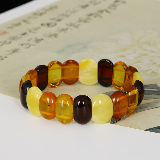 Famous Amber Family amber beeswax bracelet for men and women amber combination Duobao hand row natural amber birthday gift about 10mm