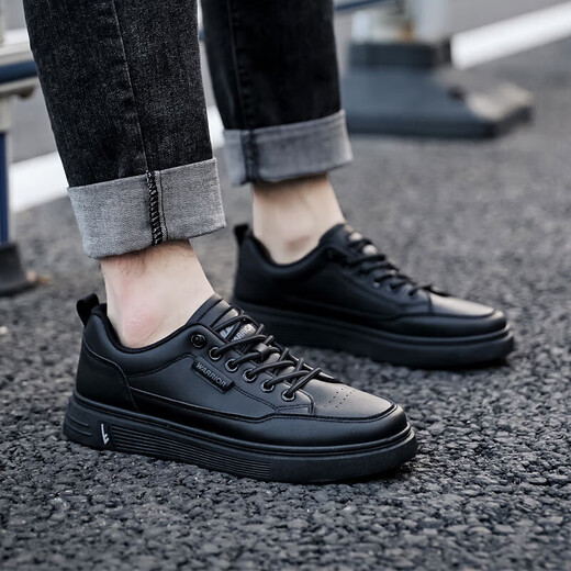 Warrior sneakers men's shoes simple versatile low-cut casual shoes outdoor breathable sports white shoes 901730 black 42