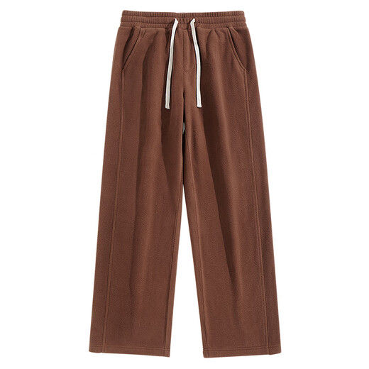 Jeansves fleece pants for men in autumn and winter double-sided polar fleece straight trousers for young students loose large size sports casual pants