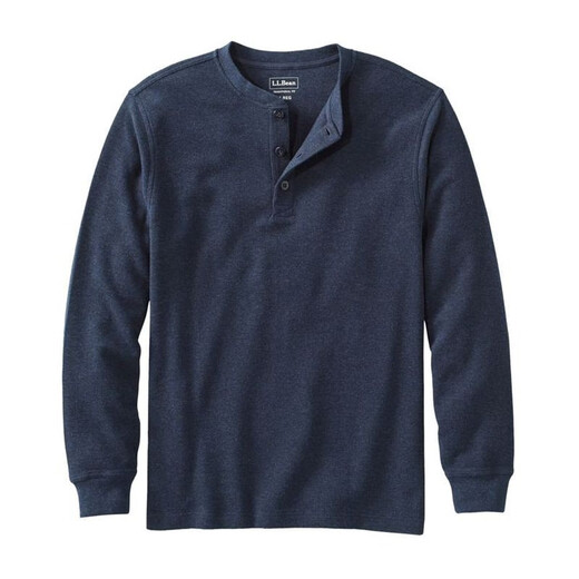 L.L.Bean men's T-shirt pure cotton Henry collar casual sports fashion versatile pullover bottoming shirt soft TA502224 Barley Heather S suitable for bust 97-105CM