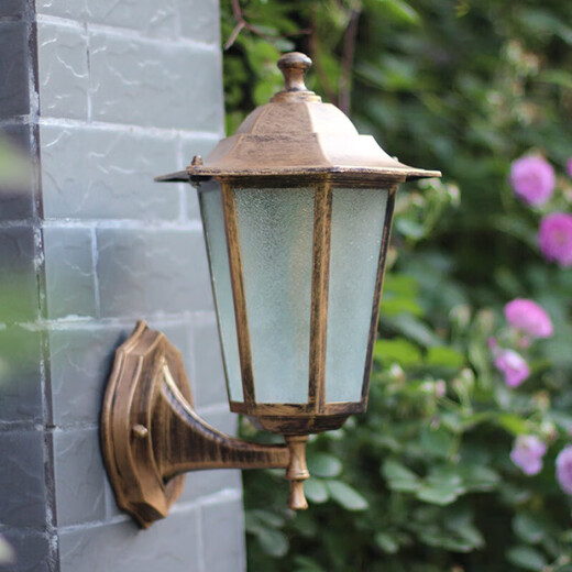 FENGLANQ European wall lamp American staircase outdoor lamp aisle balcony courtyard waterproof outdoor retro wall lamp living room small bronze transparent glass + 9WLED