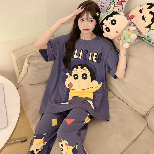 Junjunsui dimei pyjamas für Frauen reine Baumwolle kurzärmelige Hosen Frühlings- und Herbst-Cartoon-Frauen große Größe 200 Jin [Jin entspricht 0,5 kg] Sommerstudent Home Clothing Set Kurzlänge-WB-671 Dingdang Cat 3xl große Größe (170-200 Jin [Jin Equals 0,5 kg])))