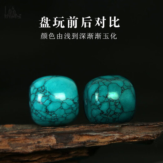 Fat Donglai's same style turquoise loose beads, authentic natural single beads, original mine barrel beads, old-type beads, top beads, waist beads, fine turquoise old-type barrel beads, bead diameter 12mm