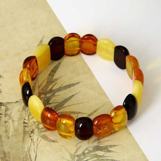 Famous Amber Family amber beeswax bracelet for men and women amber combination Duobao hand row natural amber birthday gift about 10mm