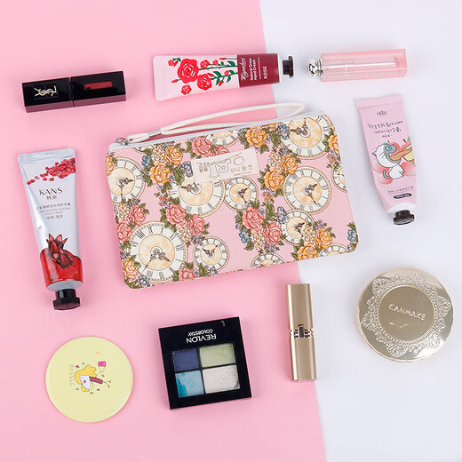 Yufan Geldbörse weiblich Mini-Kartenhalter Koreanische Version Student Münztasche lange Segeltuchtasche kleine Tasche Hand Baumwolltasche Handytasche Eine rosa Uhr