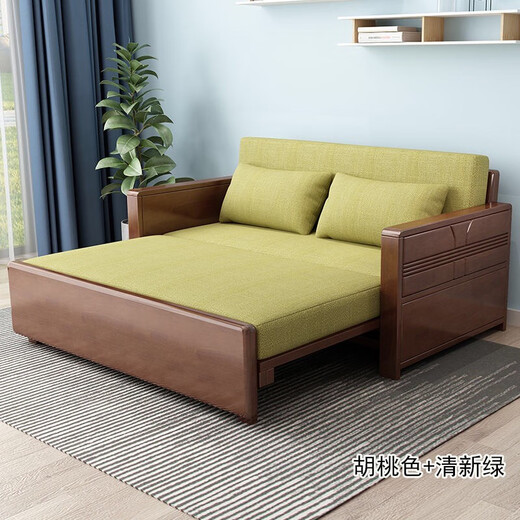 MU GONGZI SOFFICATION DE LA LOBE DE MU GONGZI Pliant Simple Modern Living Room Multi-fonction Petit appartement Single et double assis et couché à double usage lit 1,5 mètres Couleur de noix Couleur marron coco
