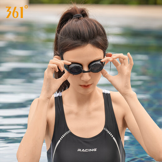 361 Swimming Goggles for Men and Women Adults Waterproof and Anti-fog HD Racing Swimming Goggles Medium Frame Unisex Diving Equipment Premium Black