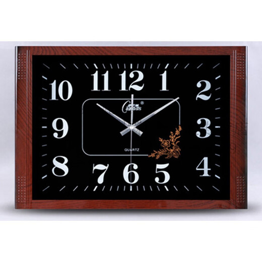 Combasi Square Large Wall Clock Ultra-Crean Sound Office Wohnzimmer Uhr Chinesische einfache künstlerische Quarz Uhr Wallhalterung 6626b Luminöses Holz Getreide schwarz 20 Zoll
