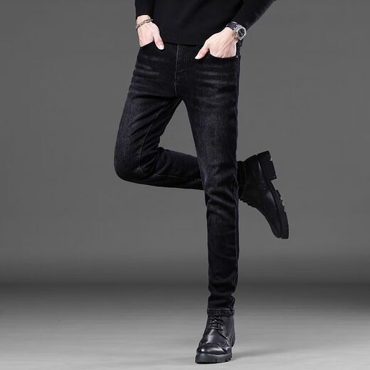 Aemape American Apple High-End Jeans Slim gerade Sommer Dünner elastischer kleiner Füße lässige lange Hosen Männer 1048 Schwarze reguläre Größe 30 Taillenumfang 2 Fuß 3 Geeignet für 110-120 Jin [Jin ist 0,5 kg]