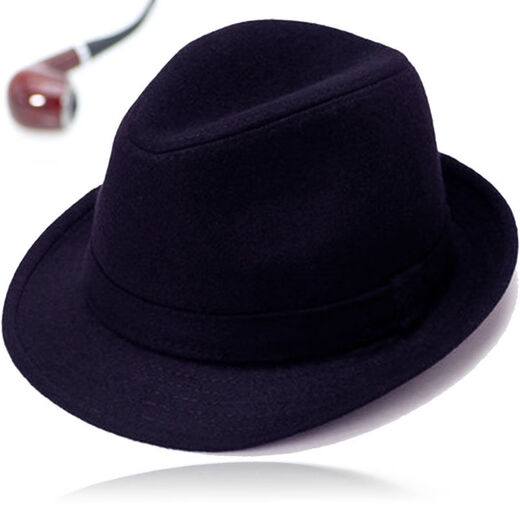 Changyin Autumn and Winter Men's Top Hat British Retro Jazz Hat Outdoor Dad Warmth Middle-aged and Elderly Spring and Autumn Old Man Hat Men's Fine Wool Black 59cm