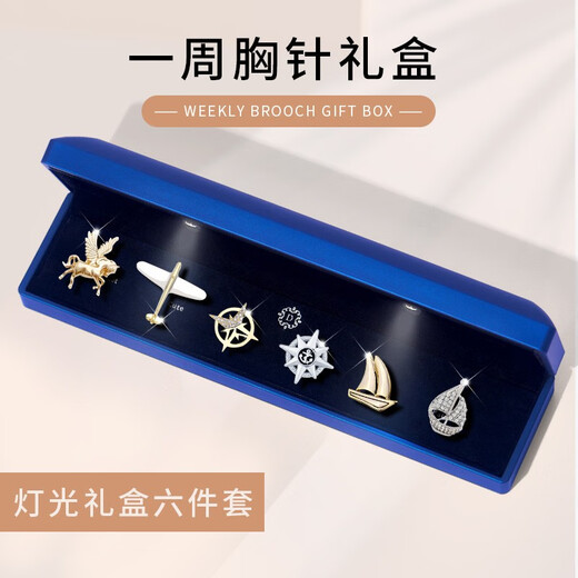 Dingjing Suit Brooch Male Birthday Gift for Boyfriend Dad Elder Suit Badge Practical Coat Collar Accessories Brooch Instant Success Brooch Light Box Set T234