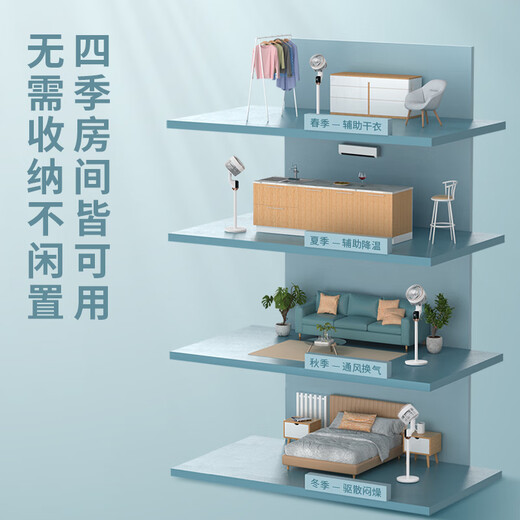 AUCMA voice remote control 8D swing air circulation fan electric fan household floor fan desktop small light sound desktop bedroom office small fan bedside mother and baby table fan white