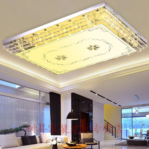 Ceiling lamp with Bluetooth speaker, living room audio headlight, living room lamp, rectangular Bluetooth music lamp, crystal lamp, new bedroom LED colorful restaurant voice voice control lamp simple remote control 60*40CM-seven-color infinite dimming-remote control colorful