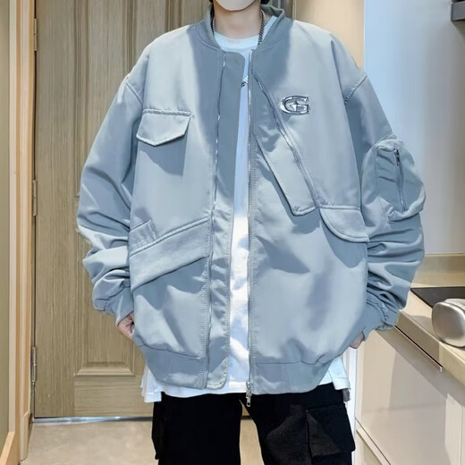 
POUM jacket men's 2023 autumn and winter high street handsome pilot American retro design oversize jacket CRB-J683 black M