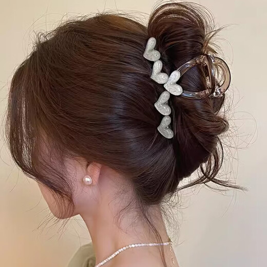 Bai Shilin small fresh love Korean hairpin headwear women's high-end hairpin 2025 new back of the head shark clip hair grabber pink-five hearts