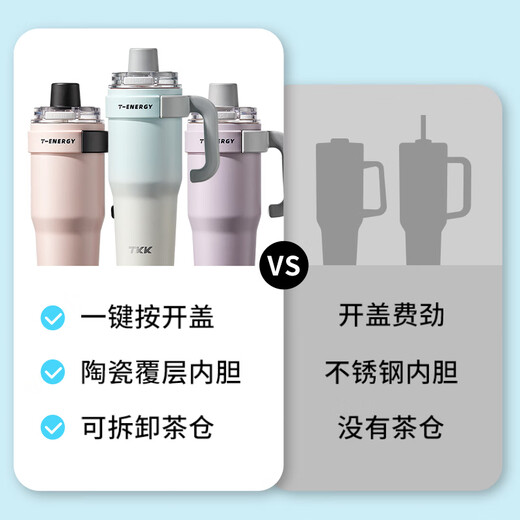 TKK-Stroh-Thermosemien für Frauen mit hohem Erscheinungsbild 2025 New Ice Tycoon Cup große Kapazität Wasserbecher Keramik Innerer Liner Kältekeepasse