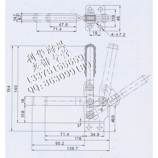 Jiagang Vertical Clamp CH-12130 12131 12132 Clamp en acier inoxydable CH-12130-SS Elbow Clamp CH-12138