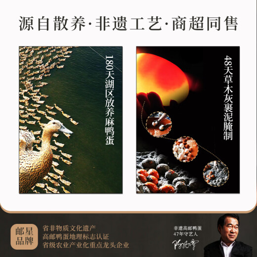 邮星高邮咸鸭蛋个大流油整箱扬州特产即食双黄蛋熟咸蛋松花皮蛋礼盒装 商超同售16枚880g咸蛋礼盒