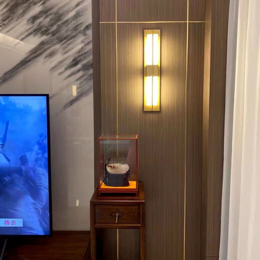 Yaotian New Chinese Style Wall Lamp Chinese Style Rectangular Living Room Background Wall TV Wall Lamp Simple Bedroom Bedside Aisle Lamp 2017 Black Gold Large Three Color Changing