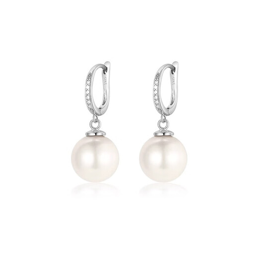 PWL925 Silver Shijia Pearl Earrings Women's Light Luxury High-end Earrings 2025 New Simple Earrings Fashion Earrings 10mm Silver Shijia Pearl Earrings S925 Silver