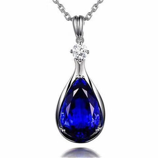 Ji Ge's new sterling silver S925 Korean version 13 carat 5A grade tanzanite pendant sapphire necklace inlaid with diamond necklace for women sapphire pendant + cross chain set price