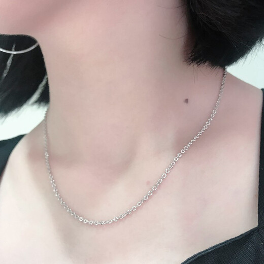 Heye explosion bright blind car flower flash O chain Pt950 platinum necklace flash O women's platinum clavicle chain sweater chain car flower flash platinum 3.85g 41cm1.8mm thick