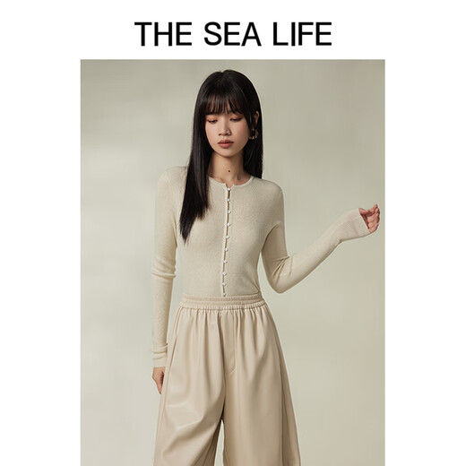 
THE SEA LIFE Ou Hai Yisheng 24 spring and summer sweater looks slim and thin slim commuting base shirt X15738 Pigeon gray M