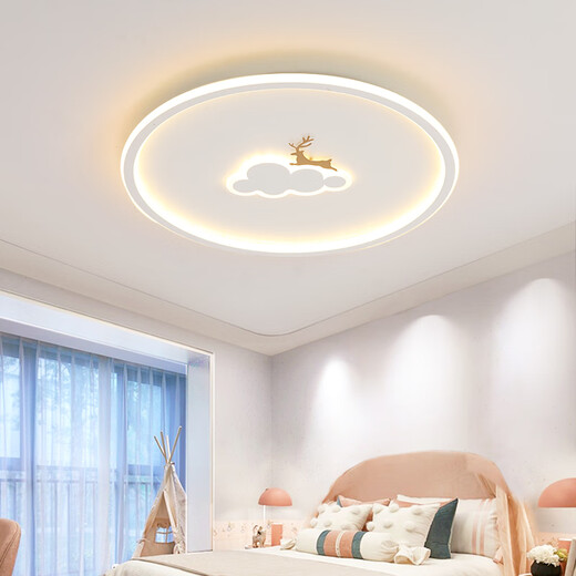 玛拓米迪儿童房间灯云朵护眼主卧室灯led吸顶灯简约现代男孩女孩新款灯具 白色云朵小鹿50CM-50瓦 LED三色调光